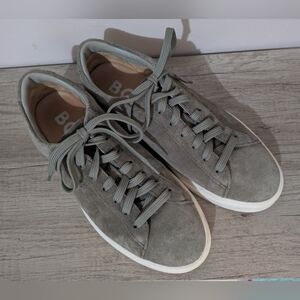 BOSS Kieran Tenn Suede Trainers Sneakers Open Green Size 40 Rubber Outsoles EUC